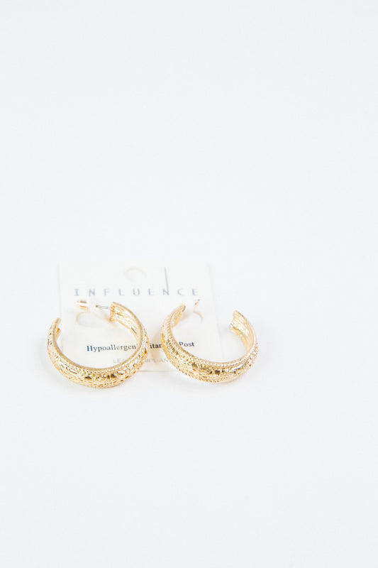  Haisley Textured Metal Hoops, Gold