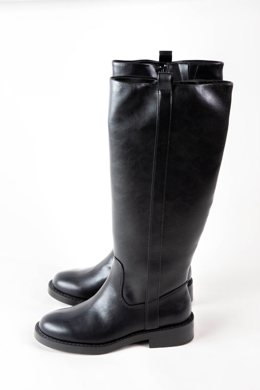  Pennie Knee High Riding Boots, Black Smooth | DV By Dolce Vita