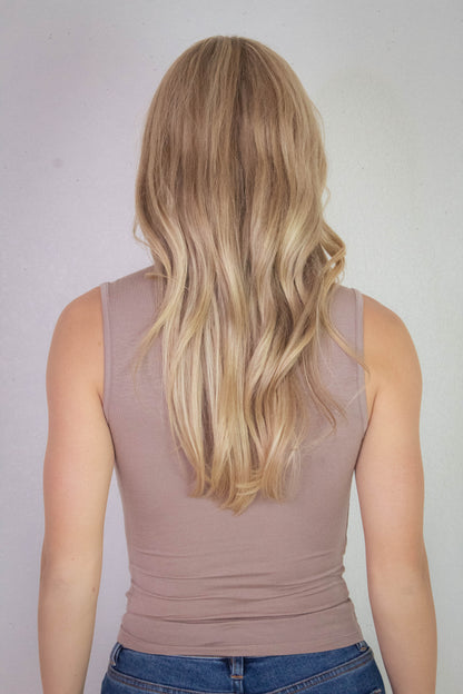  Josephine Mock Neck Ruched Top, Taupe
