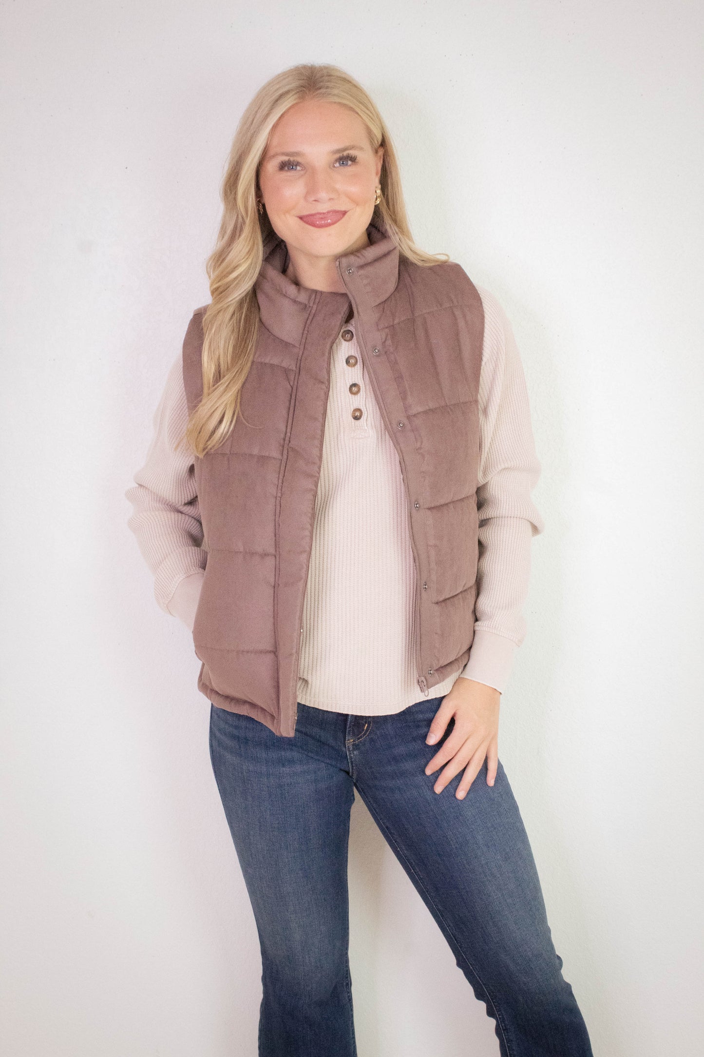  Jordan Knit Henley Top, Dark Taupe
