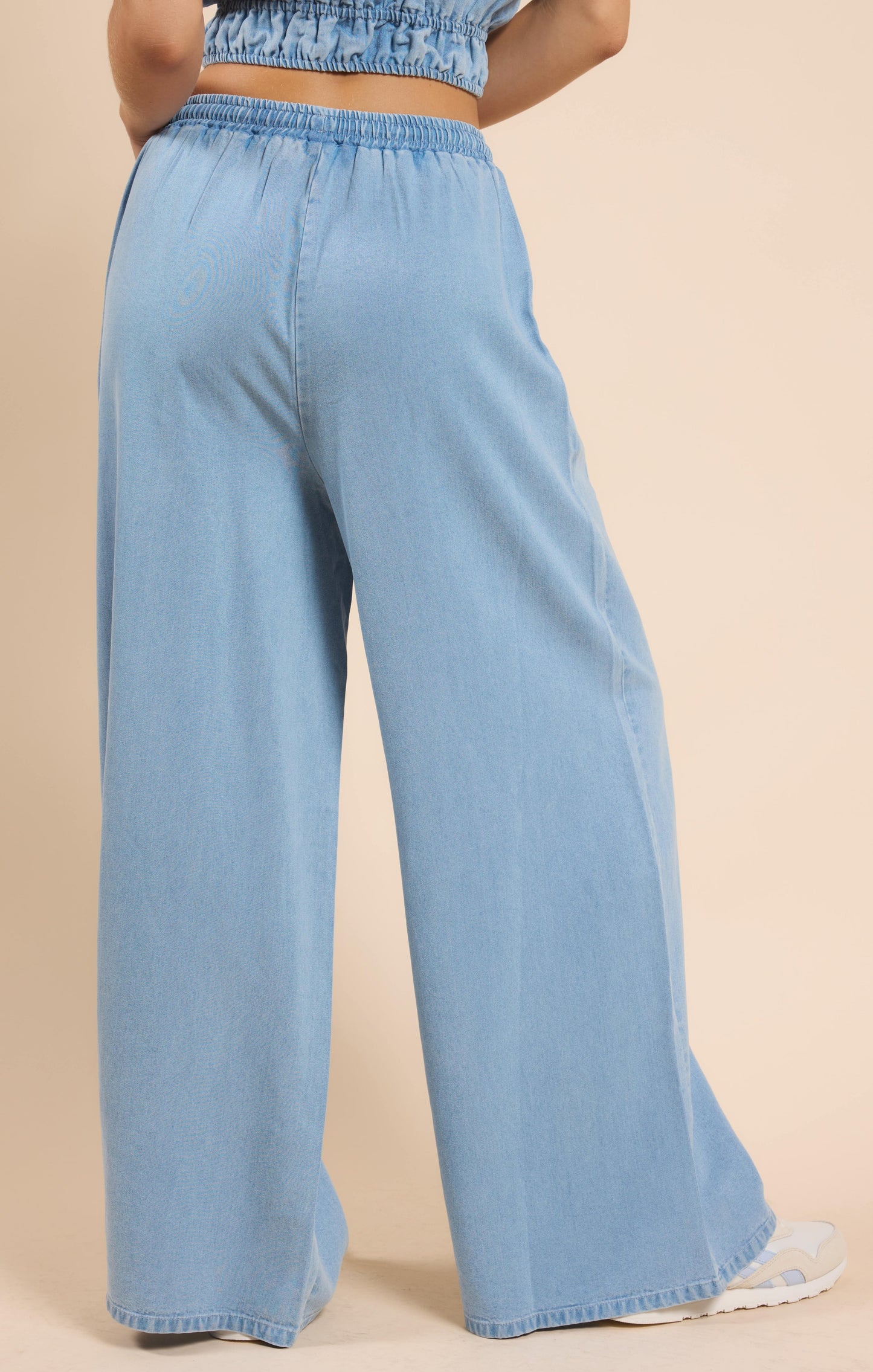 It's Pouring Elastic Drawstring Pants, Light Chambray | Sadie & Sage
