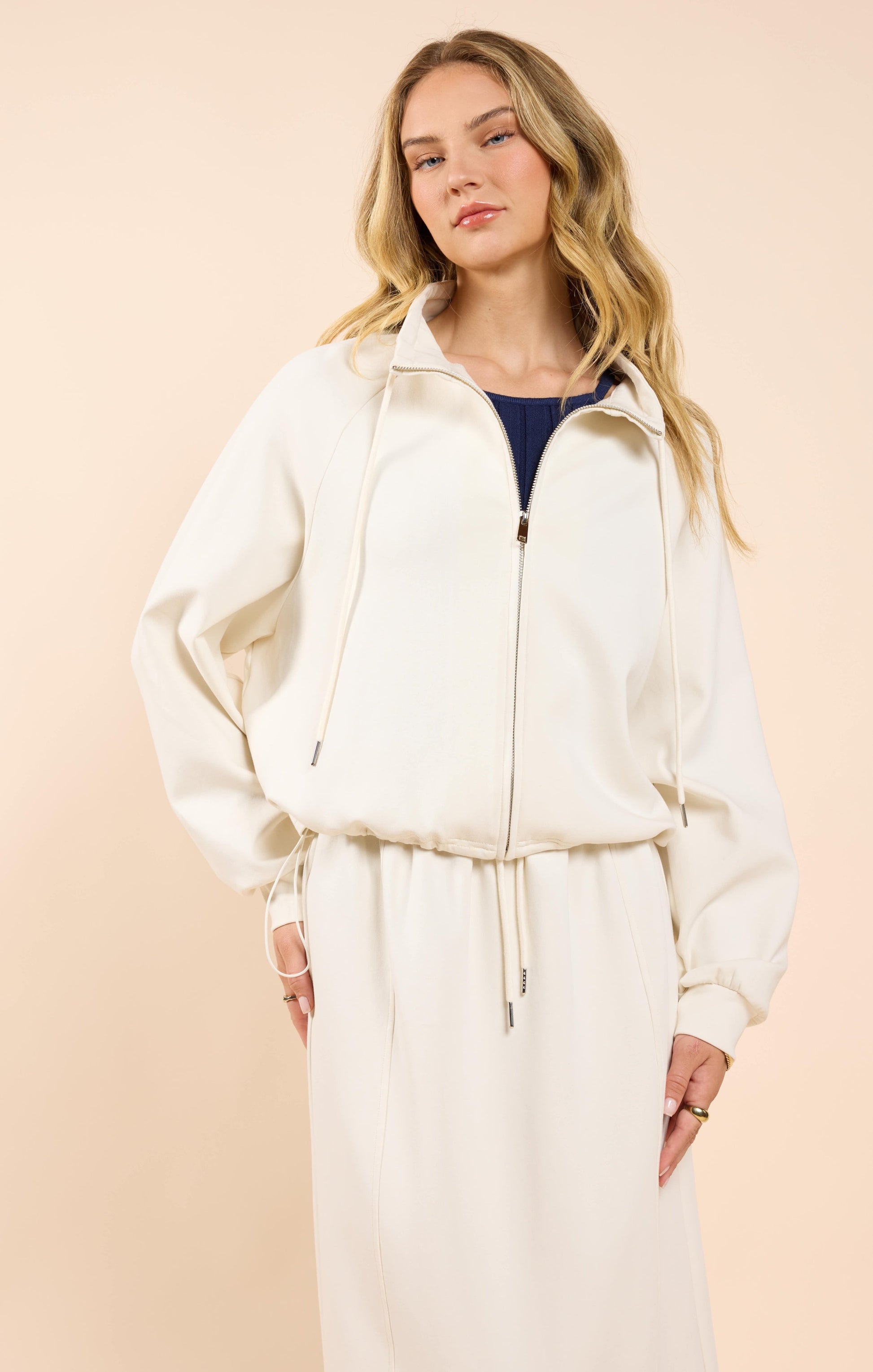  Lonestar Zip Up Jacket, Ivory | Sadie & Sage