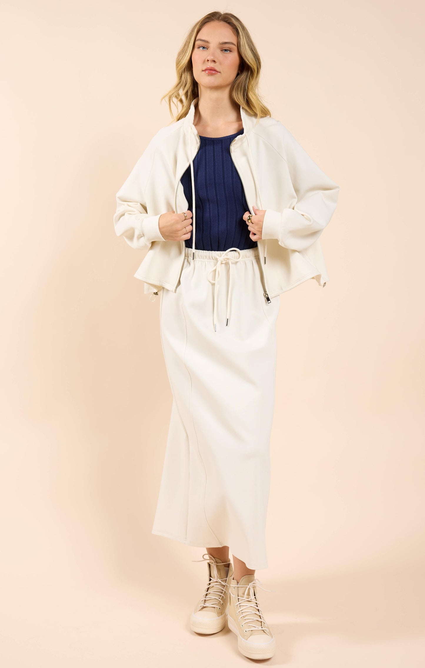  Lonestar Zip Up Jacket, Ivory | Sadie & Sage