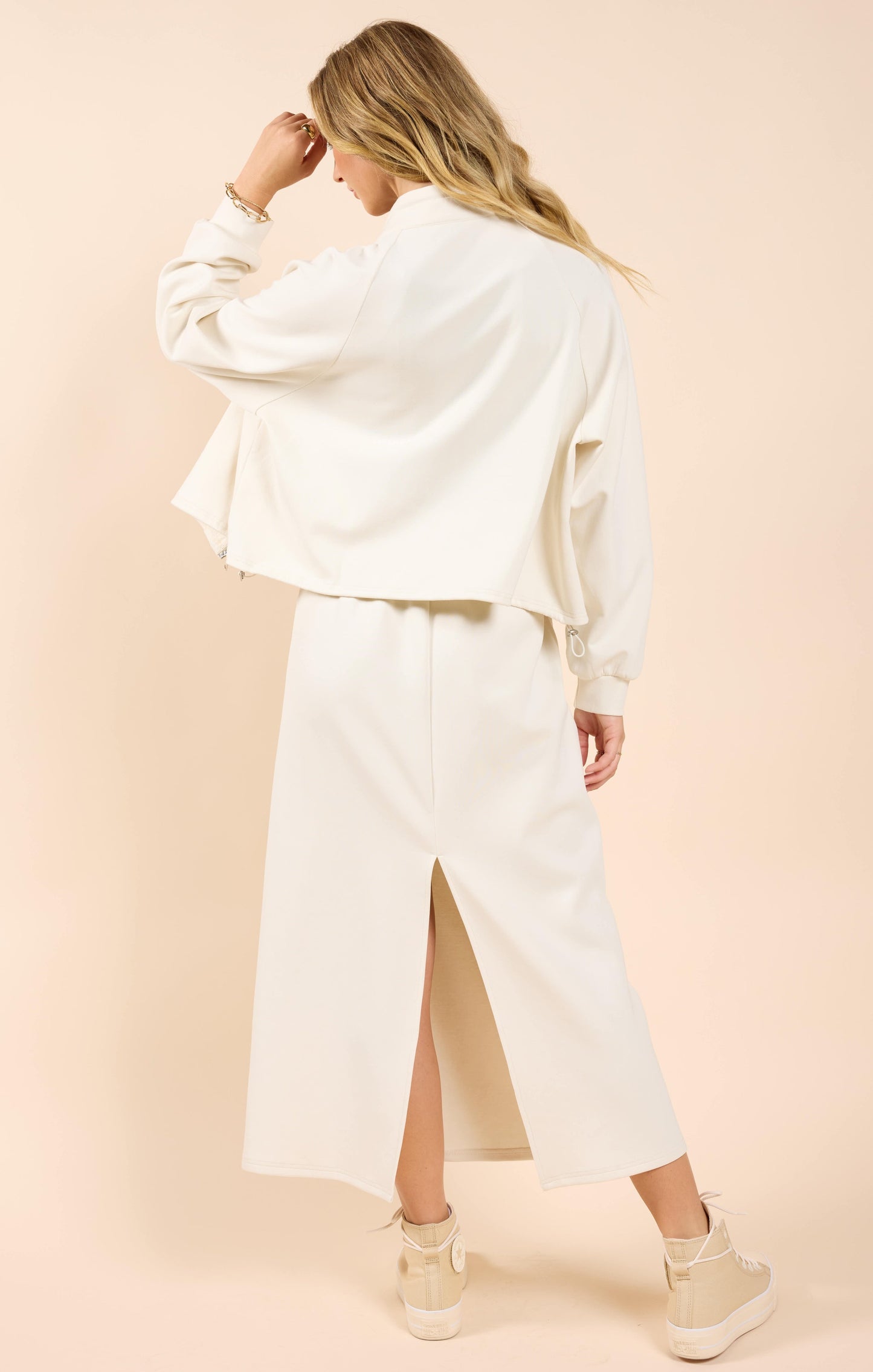  Lonestar Drawstring Midi Skirt, Ivory | Sadie & Sage