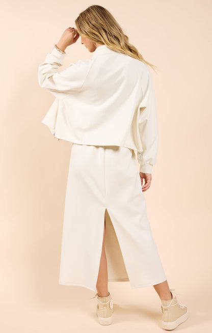  Lonestar Drawstring Midi Skirt, Ivory | Sadie & Sage