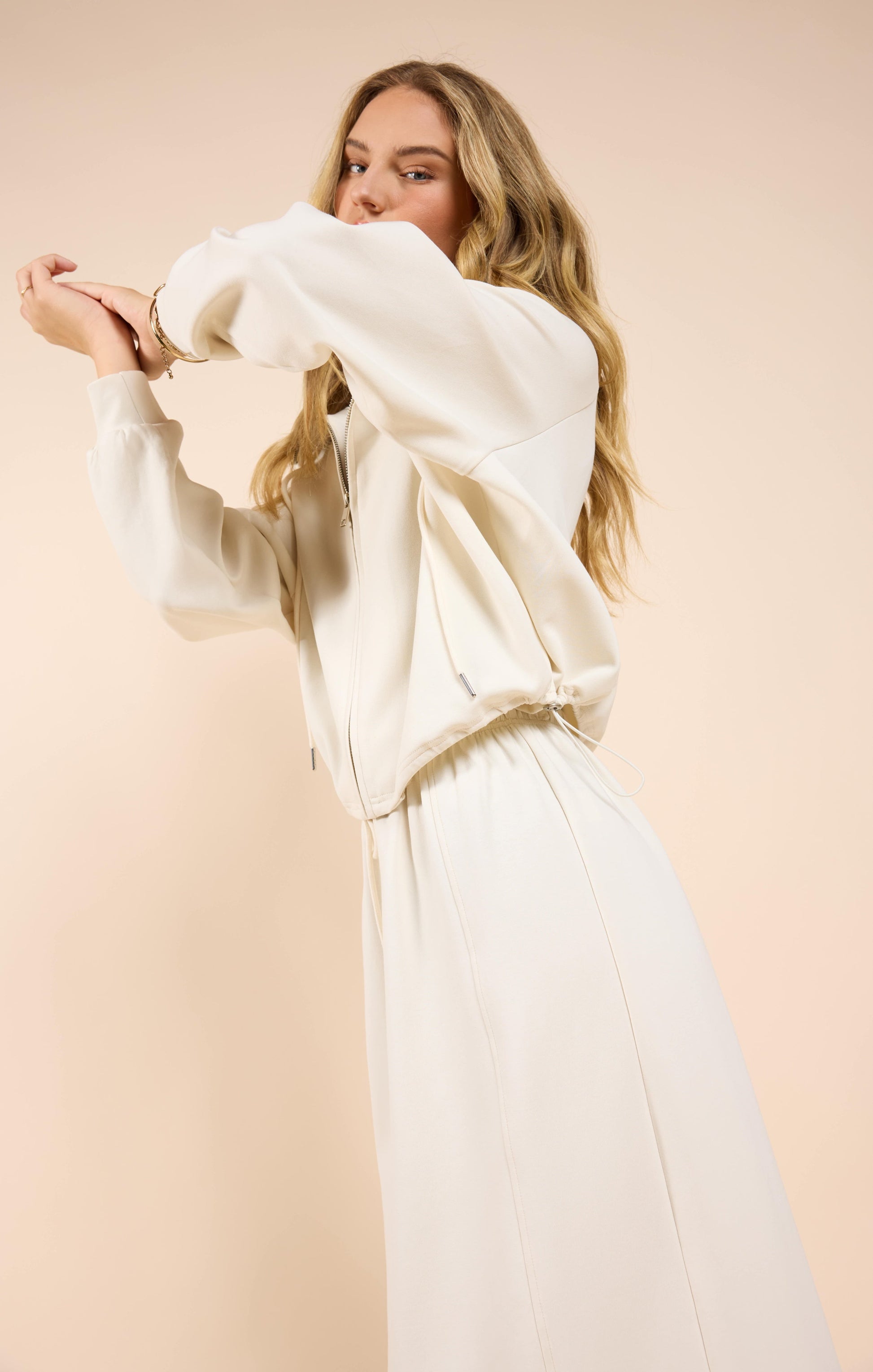  Lonestar Drawstring Midi Skirt, Ivory | Sadie & Sage