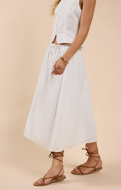  Sun Dream Eyelet Skirt, White | Sadie & Sage