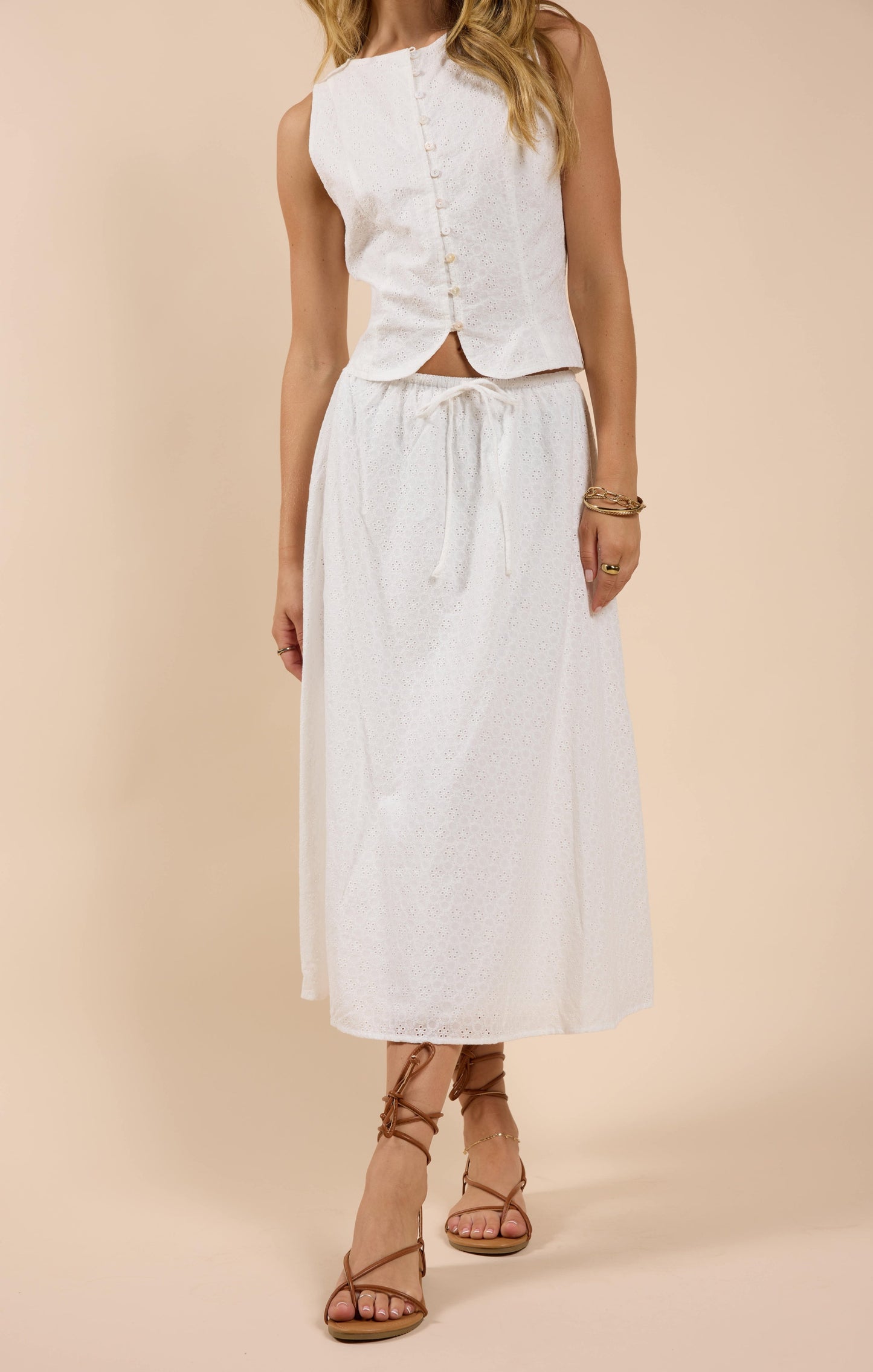  Sun Dream Eyelet Skirt, White | Sadie & Sage