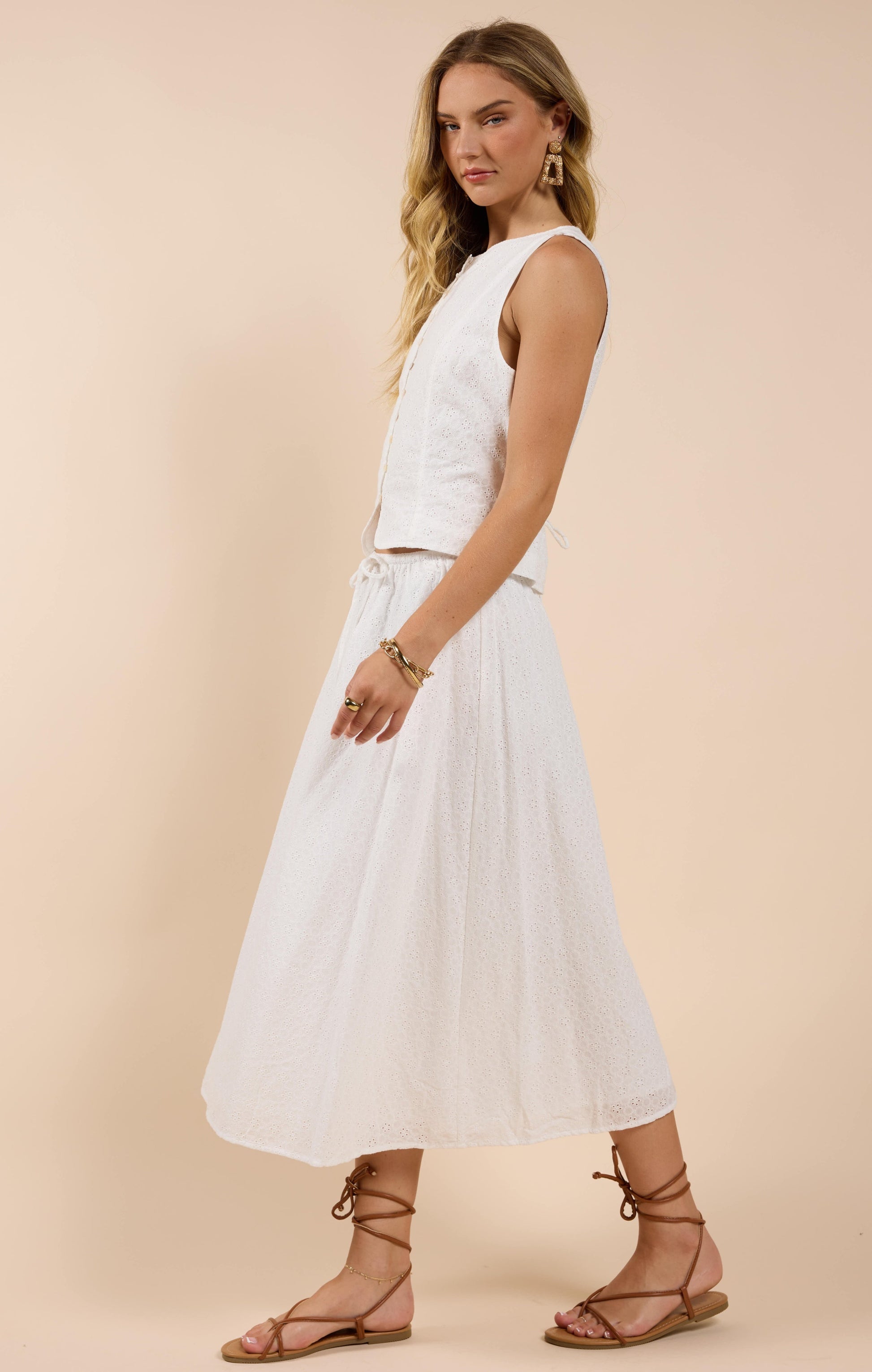  Sun Dream Eyelet Skirt, White | Sadie & Sage