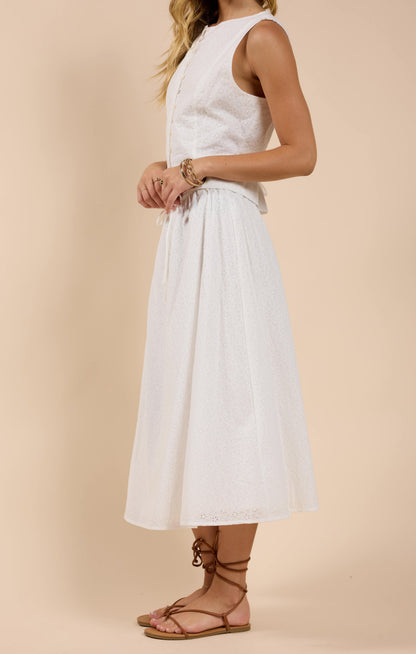  Sun Dream Eyelet Skirt, White | Sadie & Sage