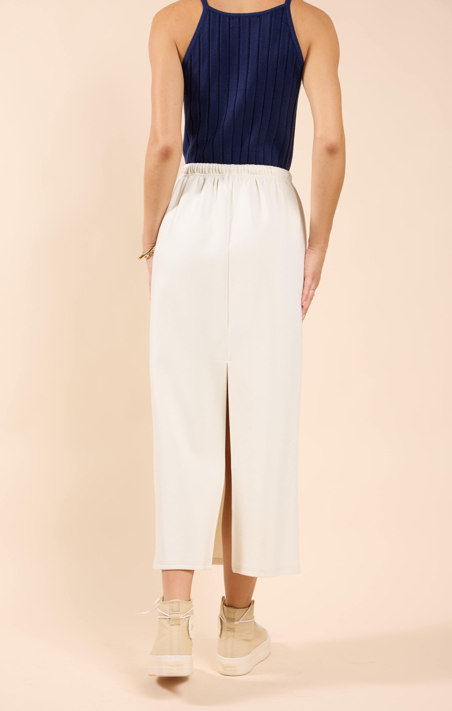  Lonestar Drawstring Midi Skirt, Ivory | Sadie & Sage