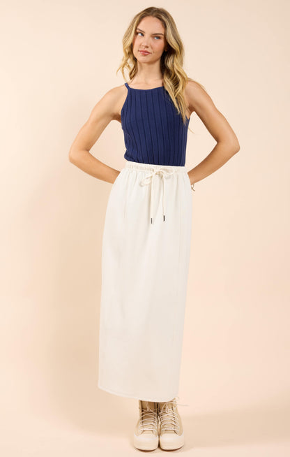  Lonestar Drawstring Midi Skirt, Ivory | Sadie & Sage
