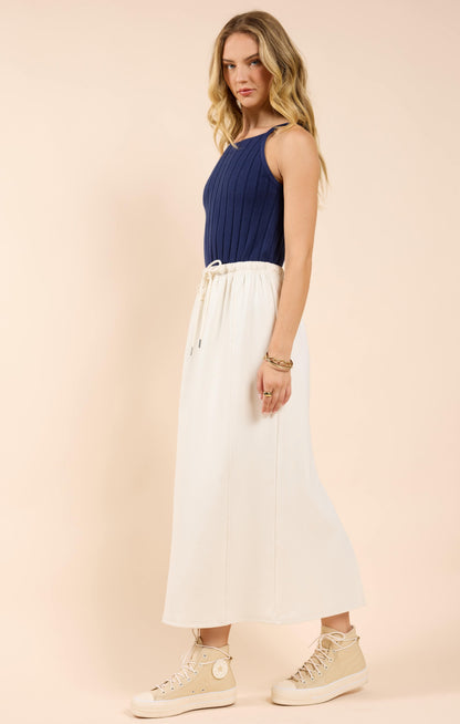  Lonestar Drawstring Midi Skirt, Ivory | Sadie & Sage
