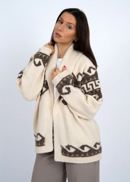  Astrid Shawl Collar Cardigan, Natural | RD Style