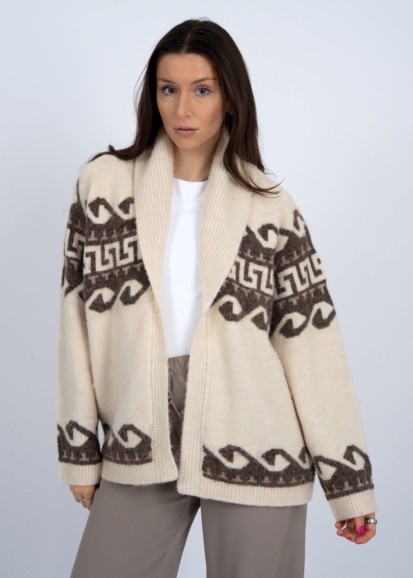  Astrid Shawl Collar Cardigan, Natural | RD Style