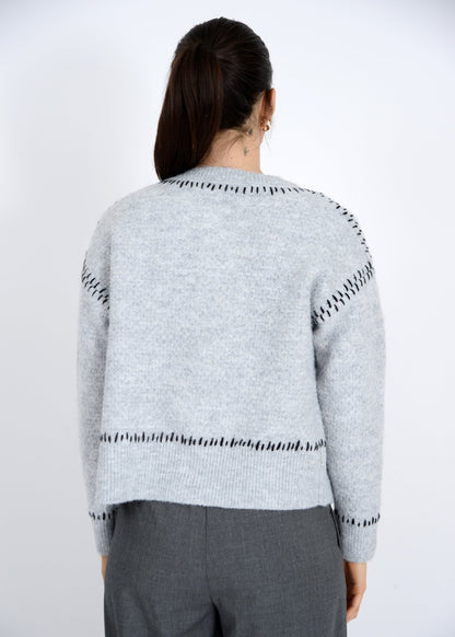  Lottie Stitch Detail Cardigan, Grey | RD Style