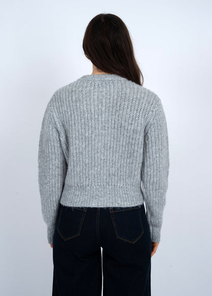  Letrice Silver Button Cardigan, Silver Grey Melange | RD Style