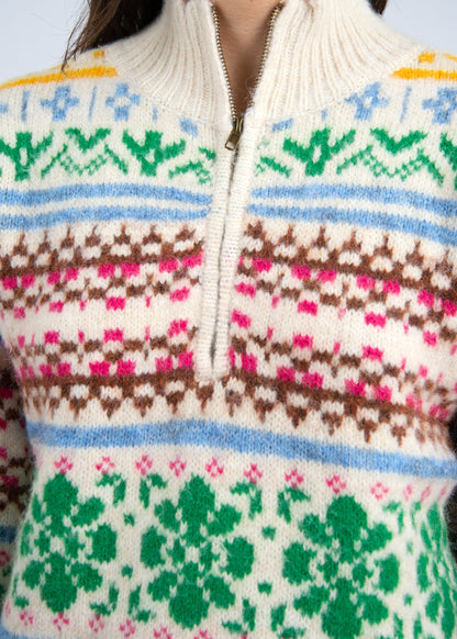  Urania Multi Colored Pullover Sweater, Cream | RD Style