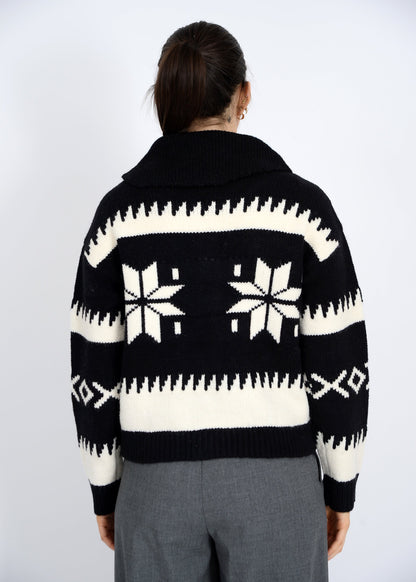  Audovera Shawl Neck Cardigan, Black Cream | RD Style