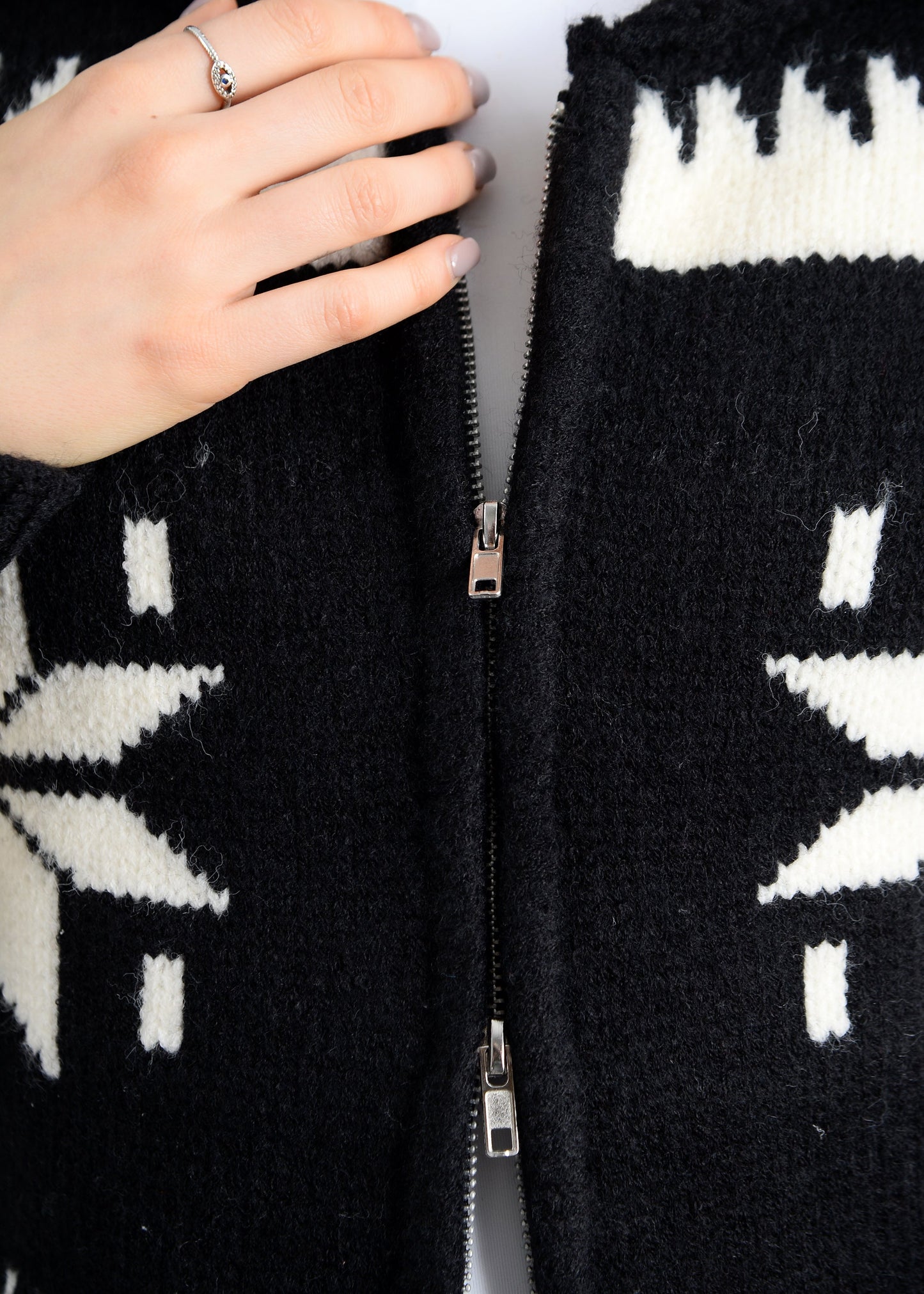  Audovera Shawl Neck Cardigan, Black Cream | RD Style