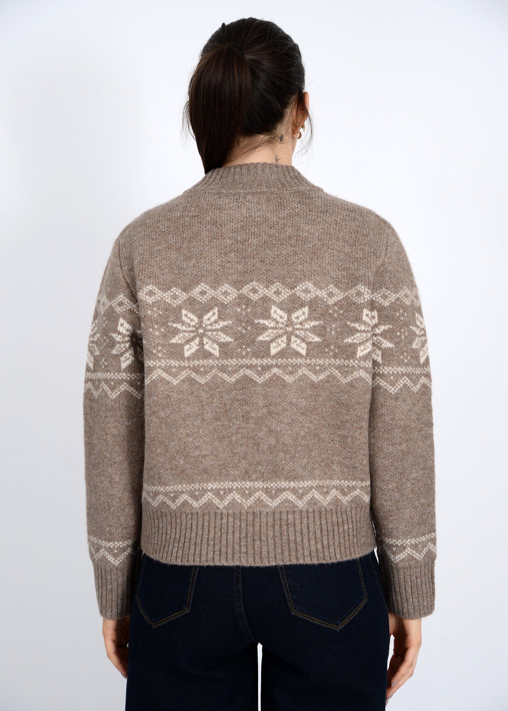  Nayeli Zip Up Embroidered Cardigan, Taupe | RD Style