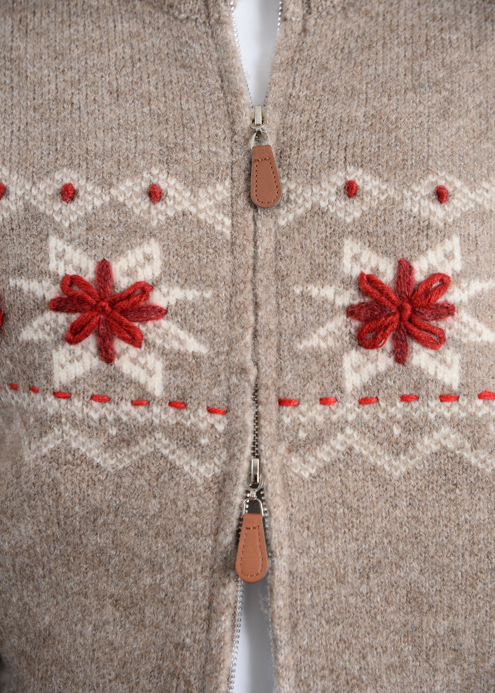  Nayeli Zip Up Embroidered Cardigan, Taupe | RD Style