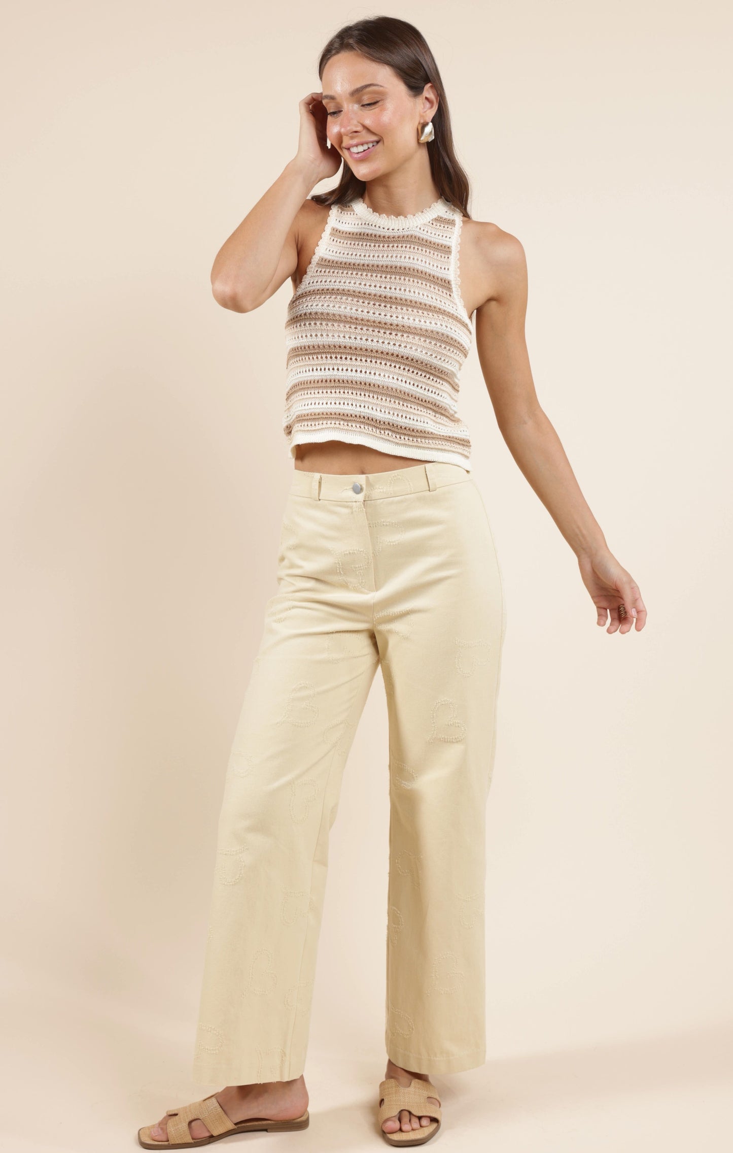  Tisha Striped Sweater Tank, Cream Multi | Sadie & Sage