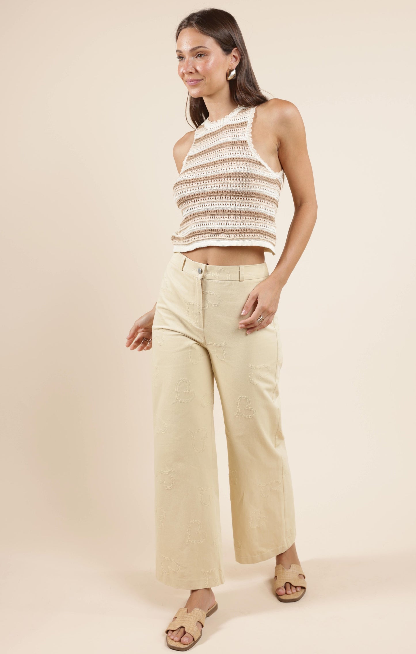  Tisha Striped Sweater Tank, Cream Multi | Sadie & Sage