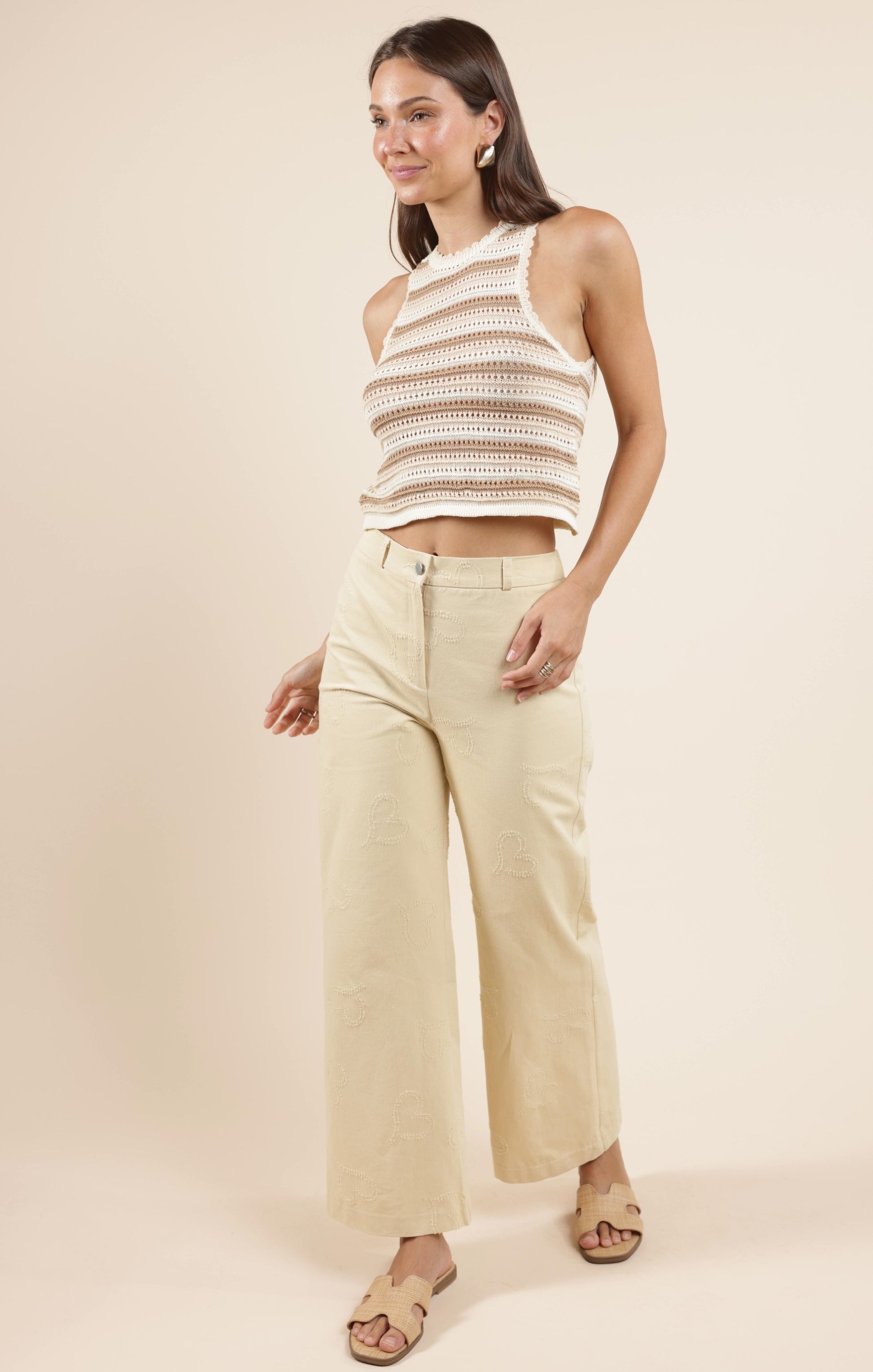  Tisha Striped Sweater Tank, Cream Multi | Sadie & Sage