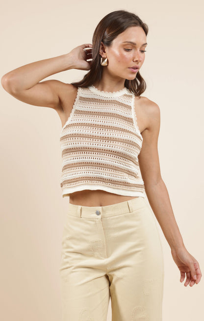 Tisha Striped Sweater Tank, Cream Multi | Sadie & Sage