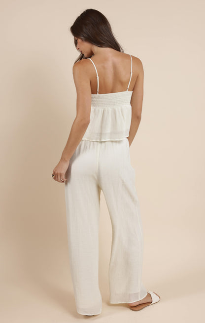  Spritz Elastic Waist Fully Lined Pant, Ivory | Sadie & Sage