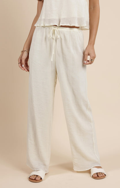  Spritz Elastic Waist Fully Lined Pant, Ivory | Sadie & Sage
