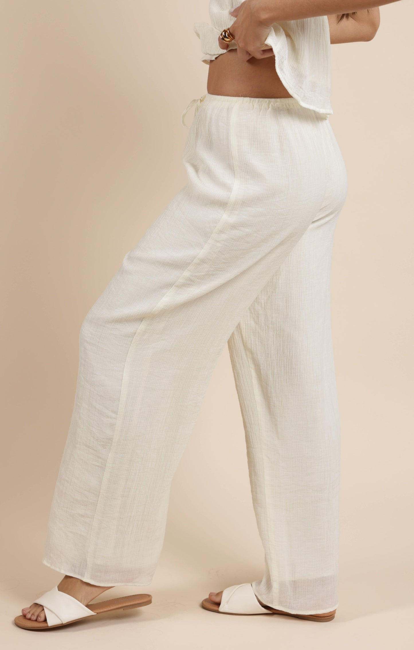  Spritz Elastic Waist Fully Lined Pant, Ivory | Sadie & Sage