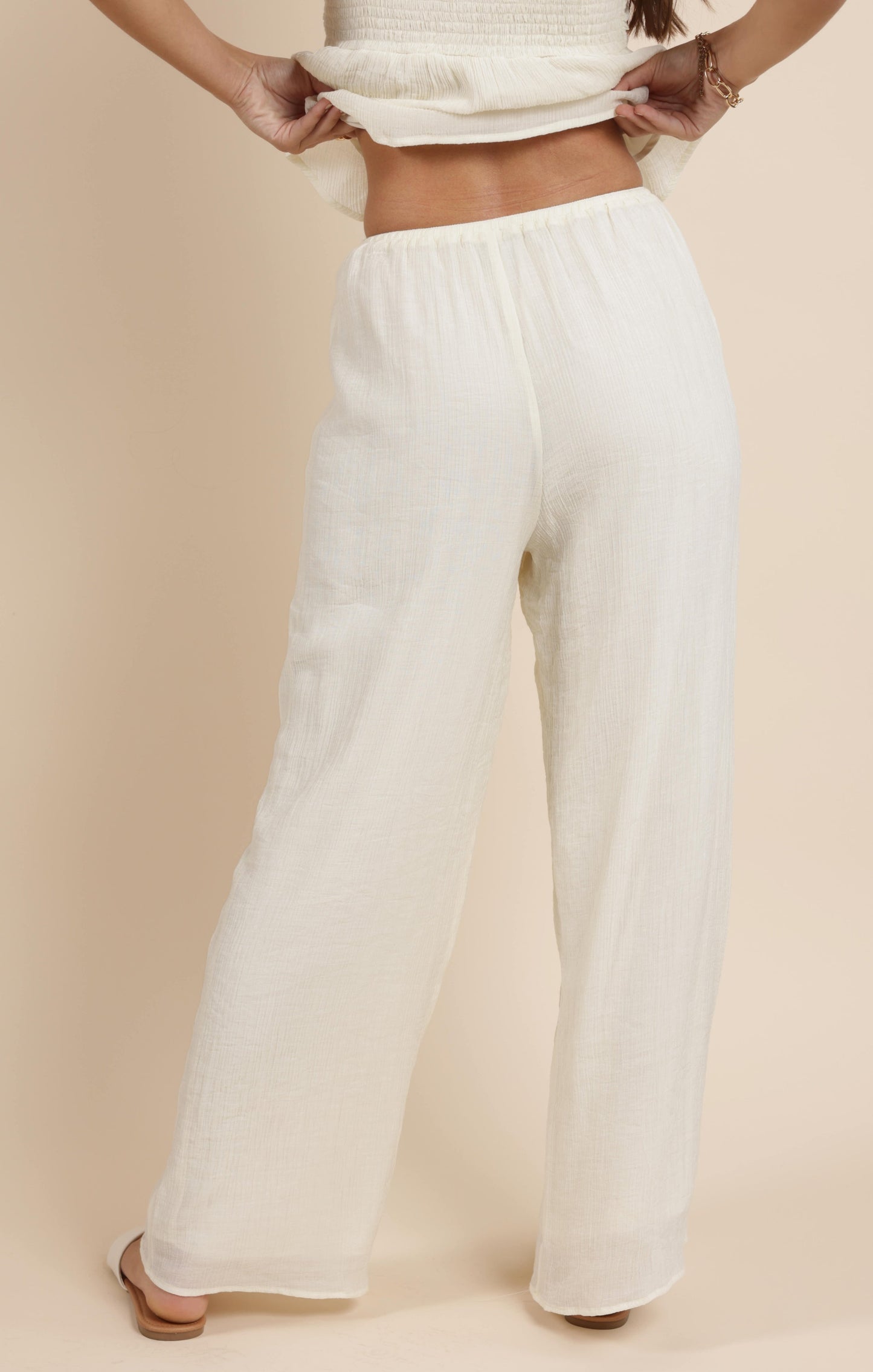  Spritz Elastic Waist Fully Lined Pant, Ivory | Sadie & Sage