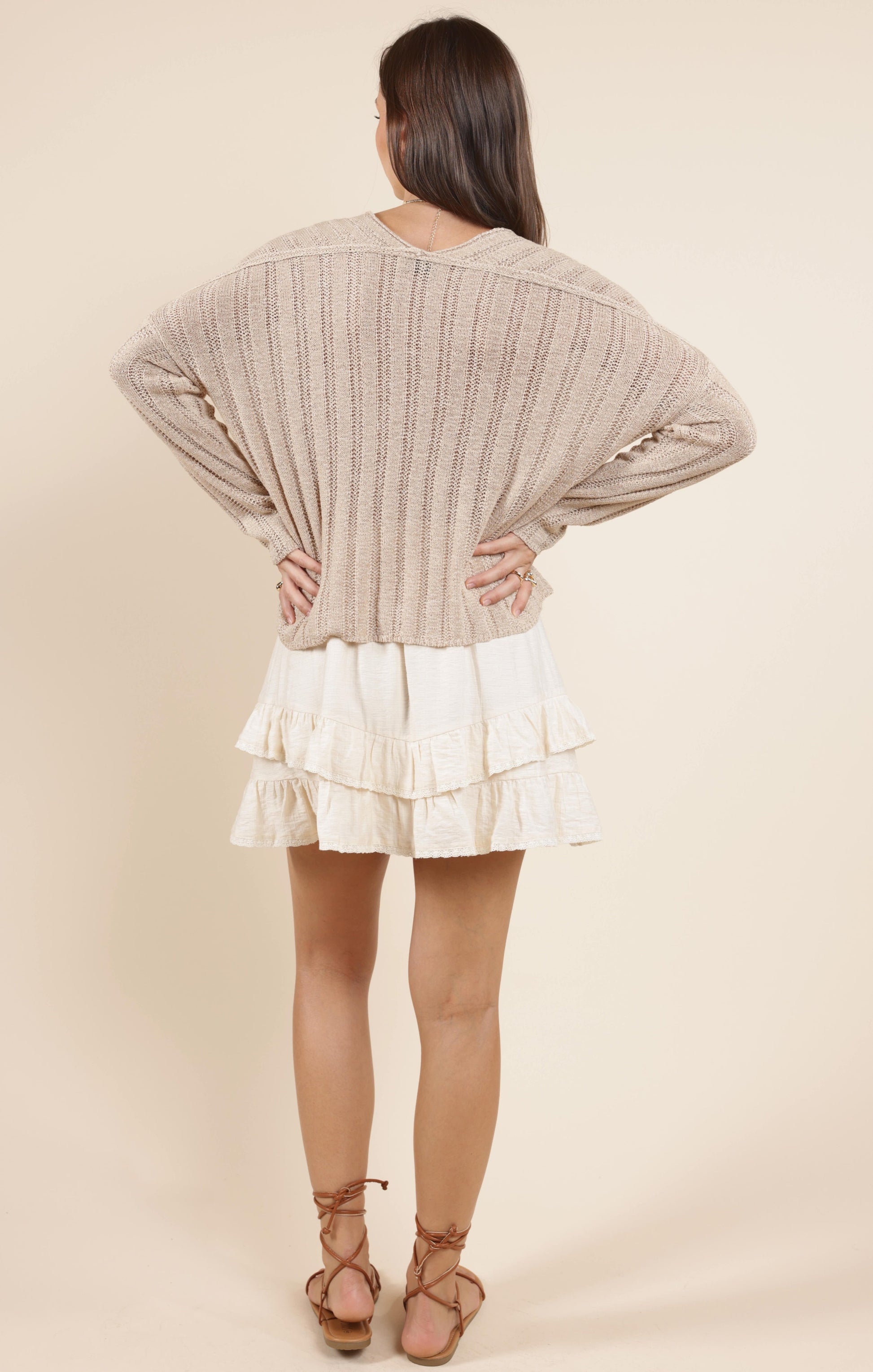  Devon Wide Rib Knit Sweater, Taupe | Sadie & Sage
