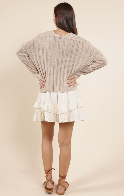  Devon Wide Rib Knit Sweater, Taupe | Sadie & Sage