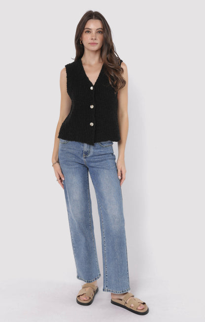  Arlo Cardi Vest, Black | Sadie & Sage