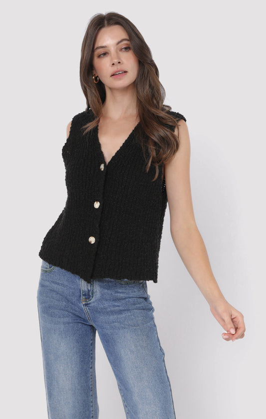  Arlo Cardi Vest, Black | Sadie & Sage
