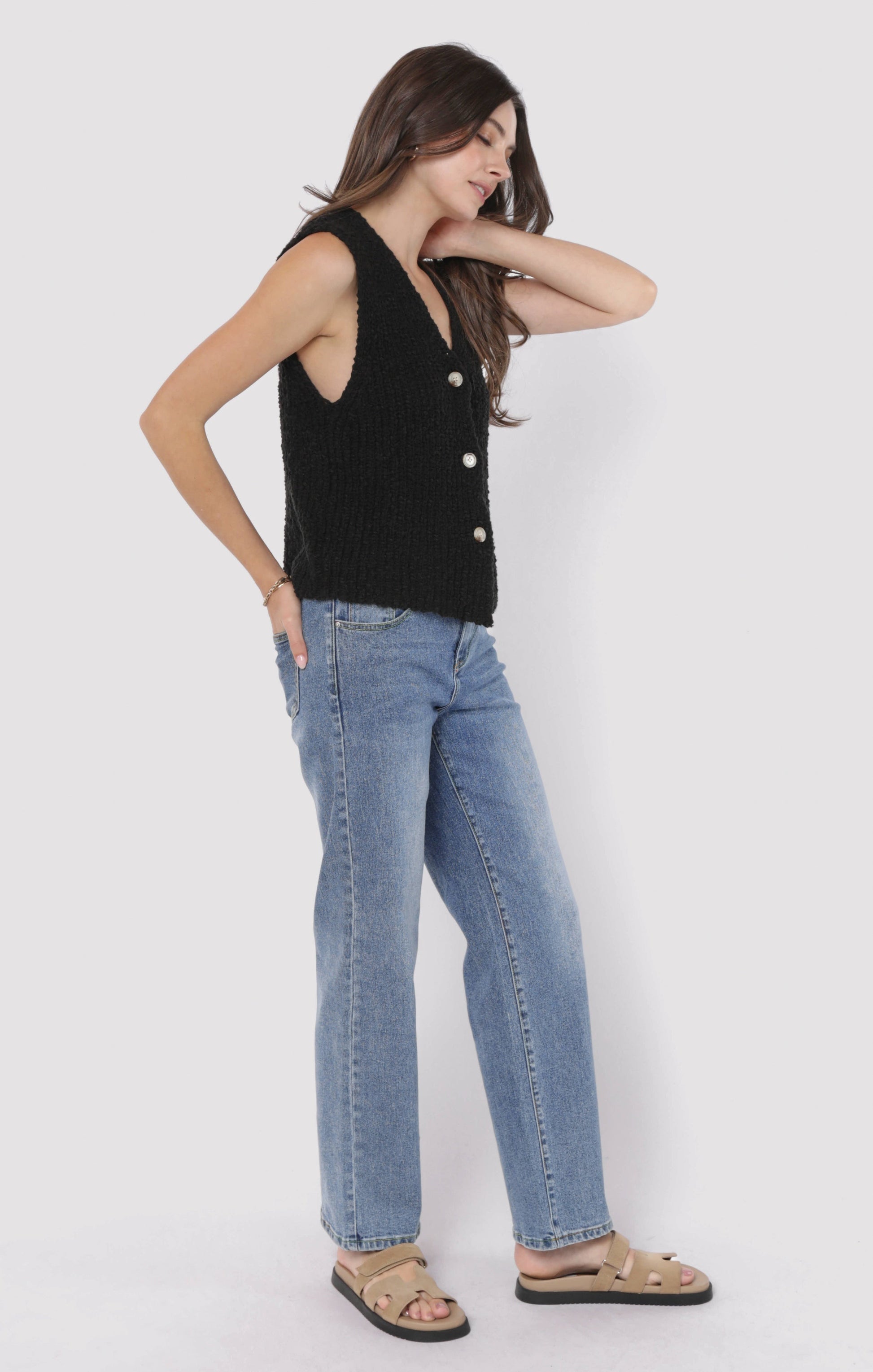  Arlo Cardi Vest, Black | Sadie & Sage