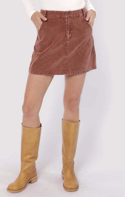  Get Like This Corduroy Mini Skirt, Washed Brown | Sadie & Sage