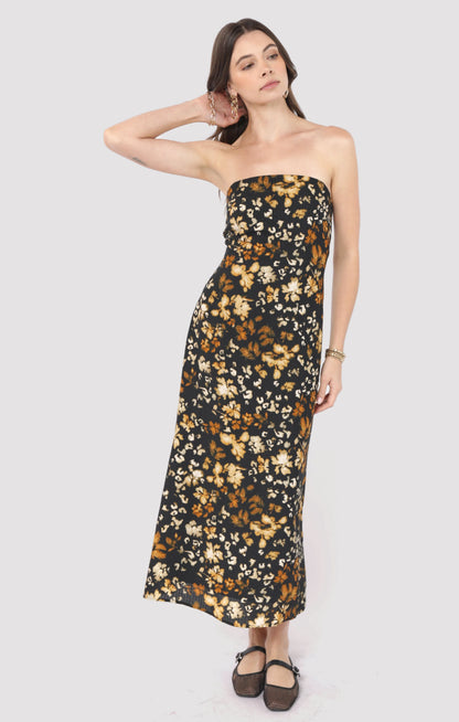  With Ease Tube Midi Dress, Black Multi | Sadie & Sage