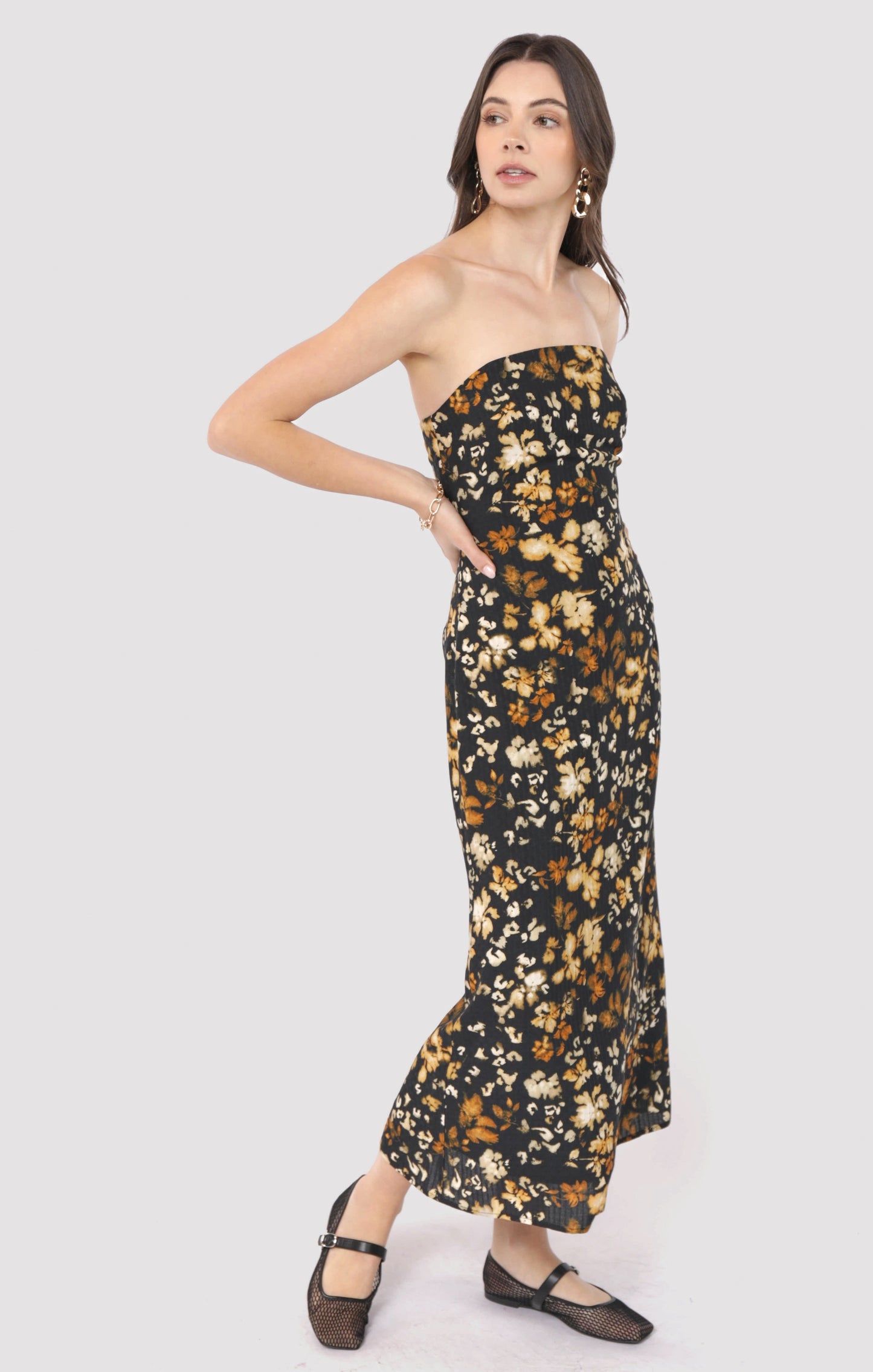  With Ease Tube Midi Dress, Black Multi | Sadie & Sage