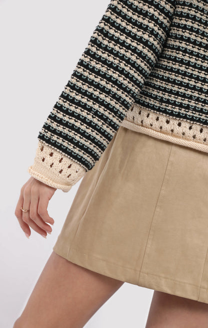  Samantha Contrast Trim Sweater, Black Multi | Sadie & Sage