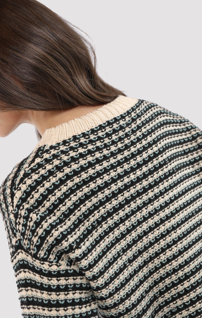 Samantha Contrast Trim Sweater, Black Multi | Sadie & Sage