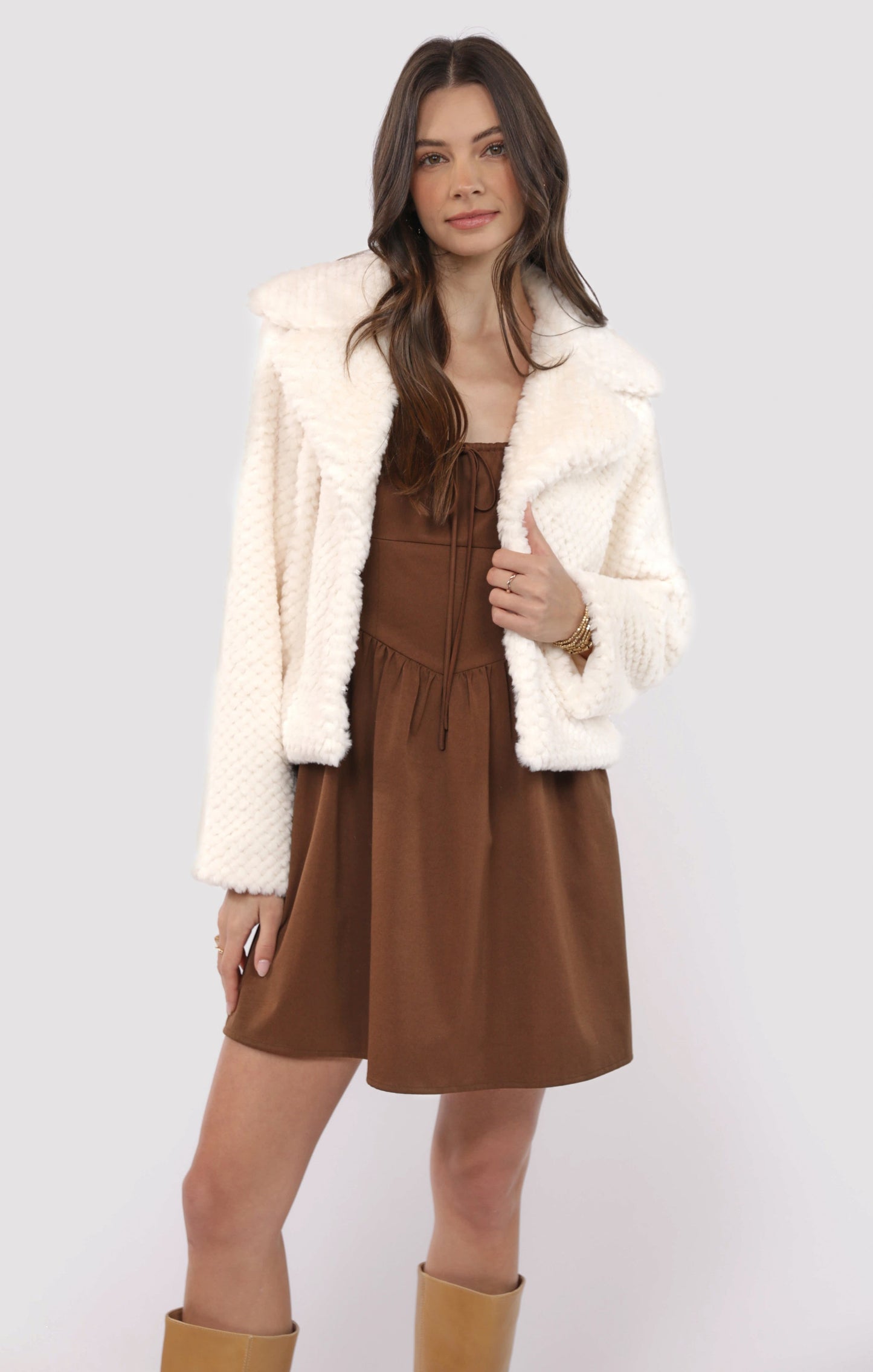  So So Soft Faux Fur Coat, Ivory | Sadie & Sage