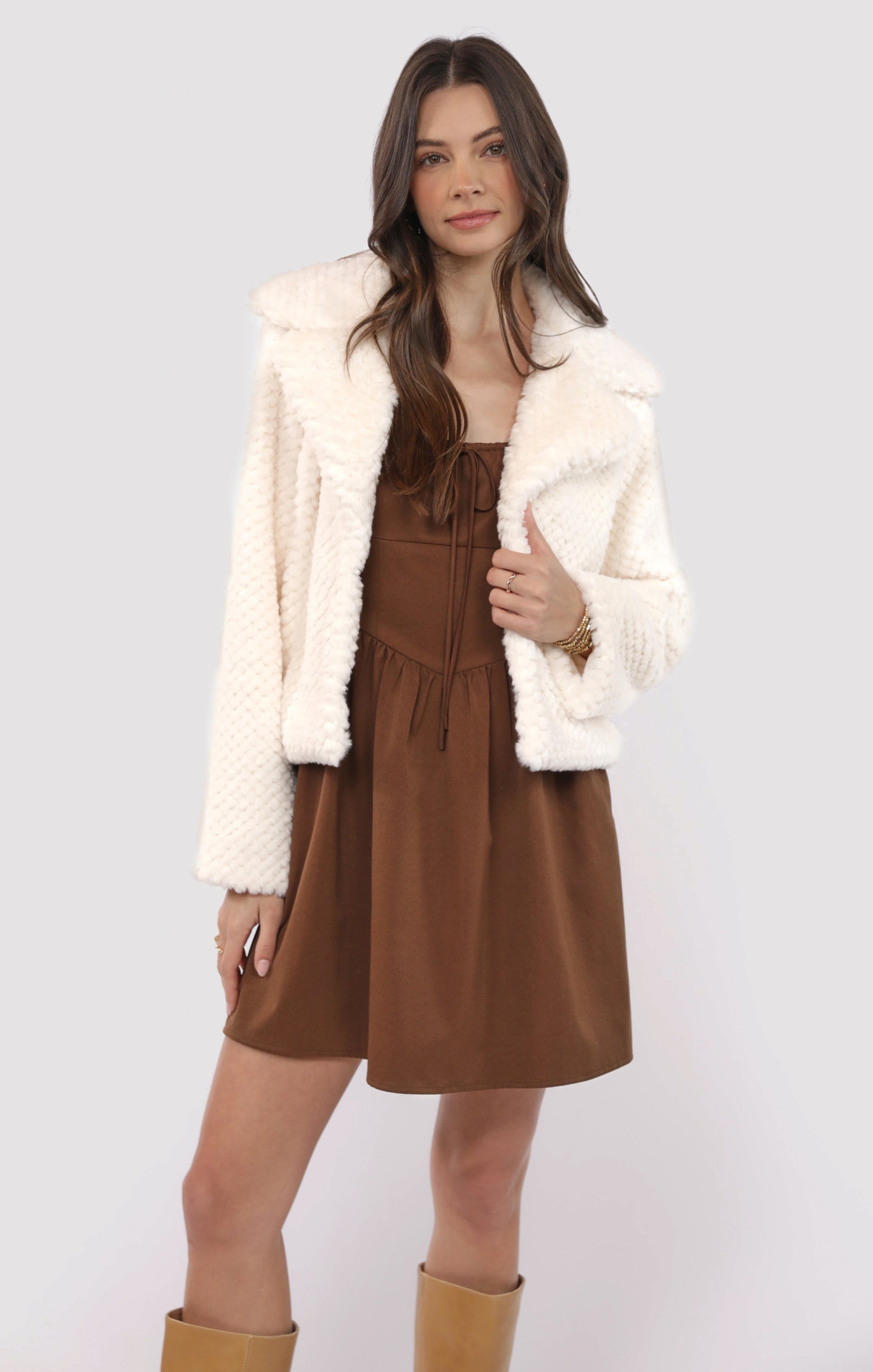  So So Soft Faux Fur Coat, Ivory | Sadie & Sage