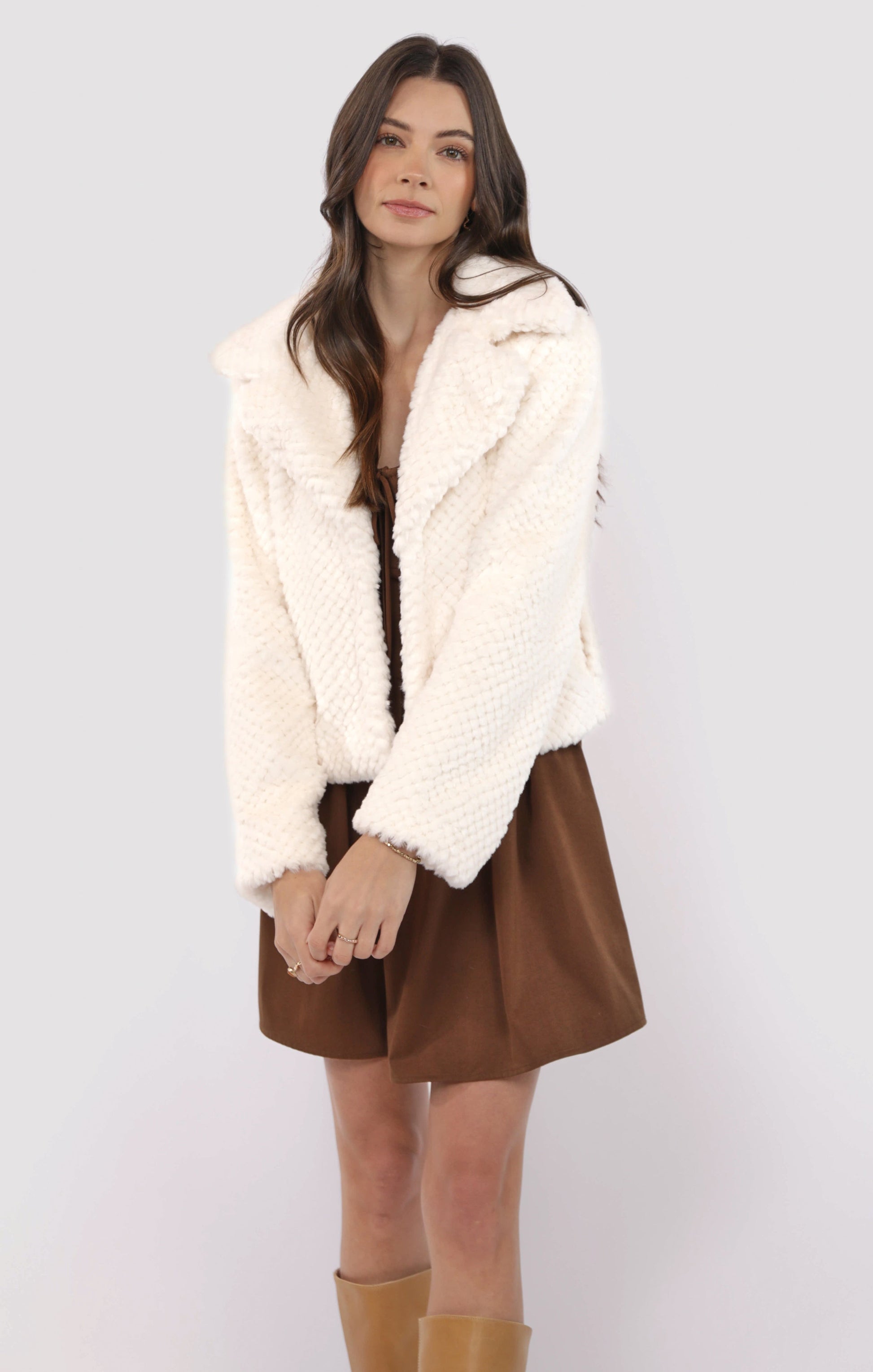  So So Soft Faux Fur Coat, Ivory | Sadie & Sage