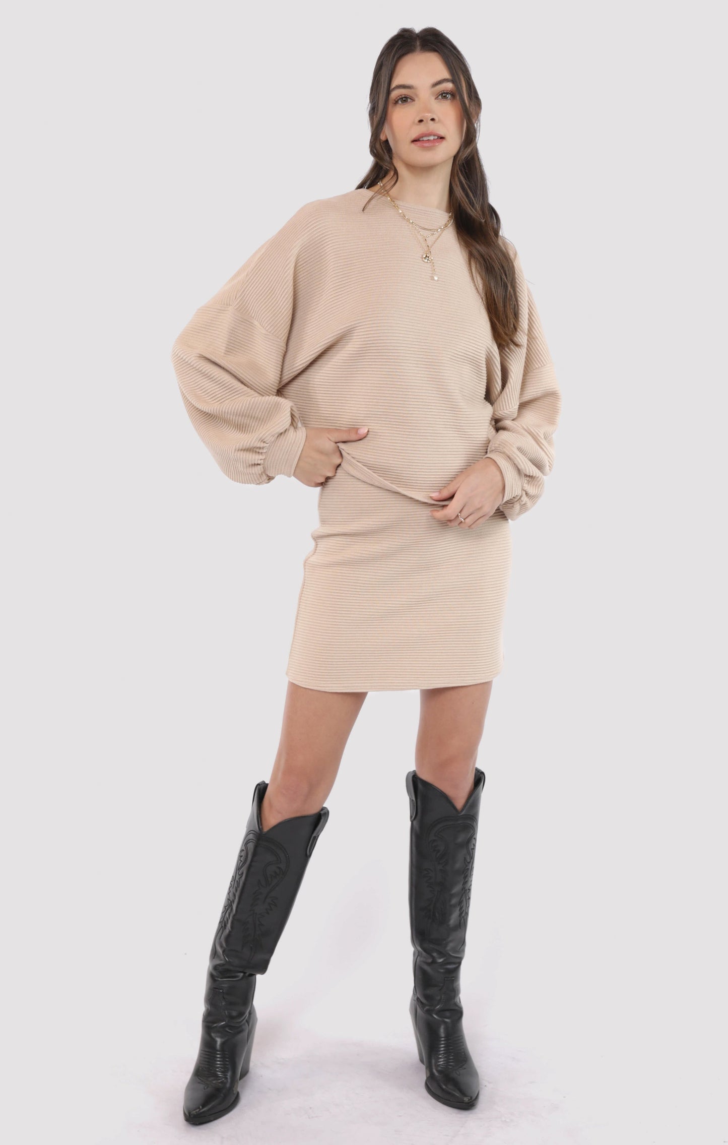  On A Stroll Knit Mini Skirt, Cream | Sadie & Sage