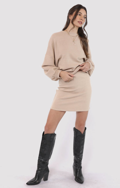  On A Stroll Knit Mini Skirt, Cream | Sadie & Sage