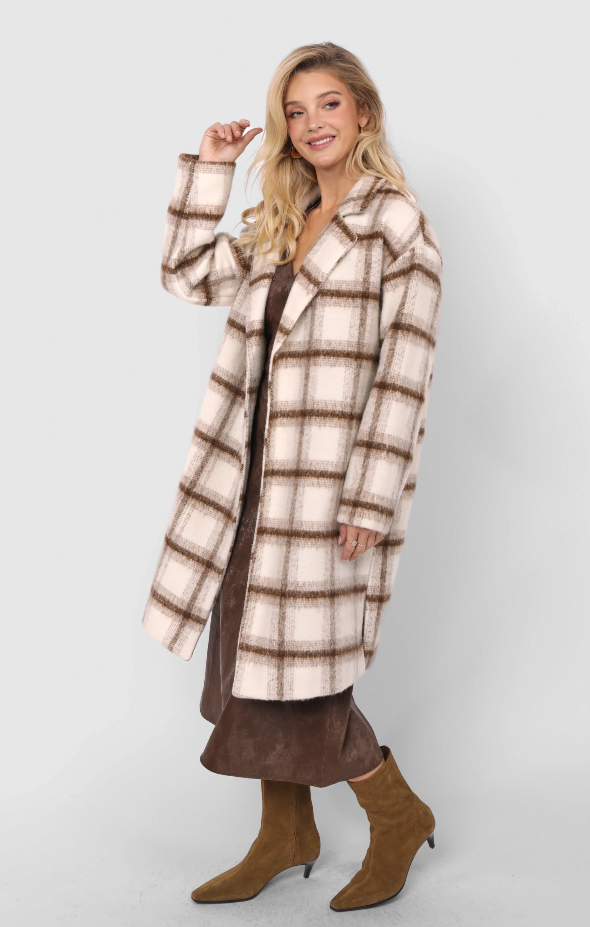  Emily Long Open Front Coat, Ivory Multi | Sadie & Sage